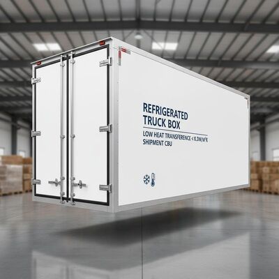 Harga yang bagus Kotak Truk Berpendingin dengan Perpindahan Panas <0,3W/M².K dan Dinding Plastik Diperkuat Fiberglass untuk Pengiriman CBU on line